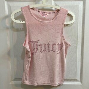 Juicy Couture Velour Pink Rhinestone Tank Top Sleep Casual Women’s Size Large
